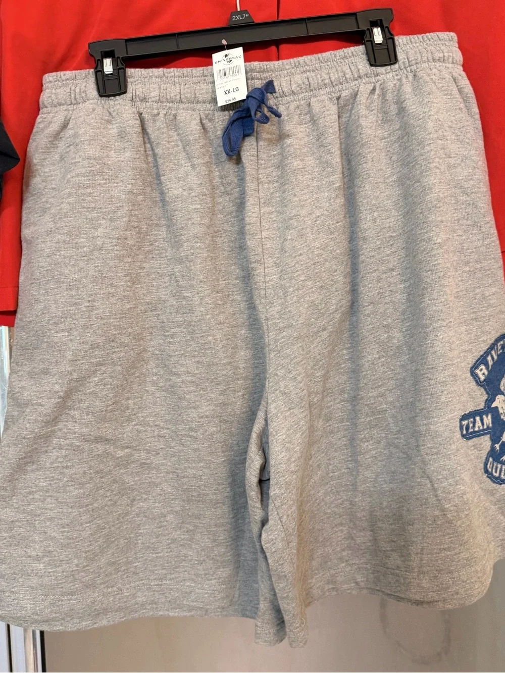 HP Men's Light Gray Athletic Shorts with Blue Drawstring
